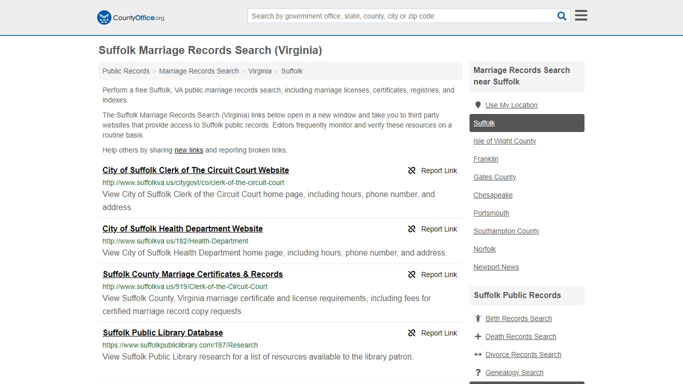 Marriage Records Search - Suffolk, VA (Marriage Licenses ...